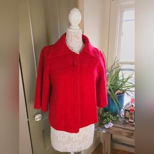 Christopher & Banks 100% Wool Holiday Red Cape Jacket Women's Large